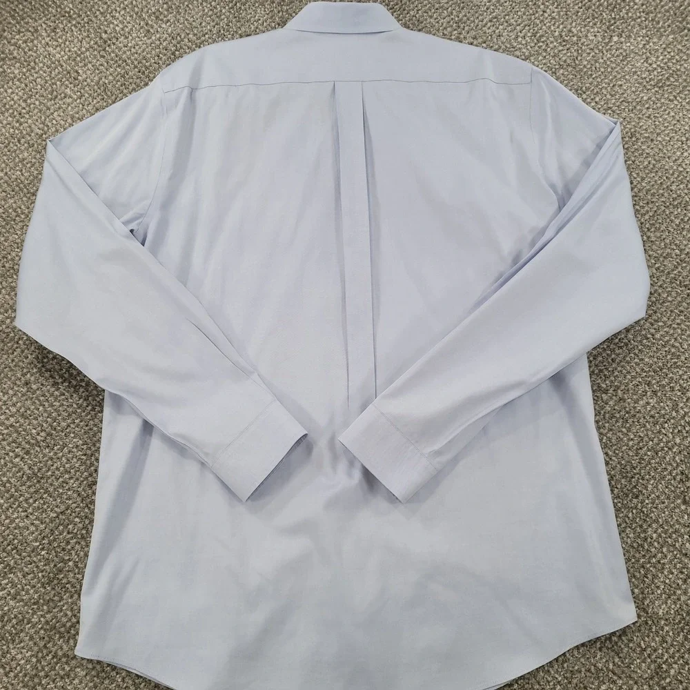 LL Bean Mens Slightly Fitted Oxford Shirt Blue Cotton Button Down 16.5-37 265753